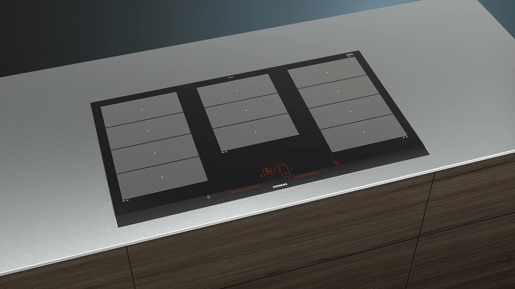 Siemens EX975LXC1E, placa flexinducción 90cm, 3 zonas flex, control de fritura, conexión con campanaind