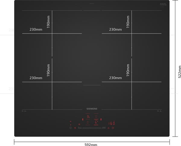 Siemens EX61AHYC1E, Placa inducción, 60 cm, Acabado negro mate, iQ700