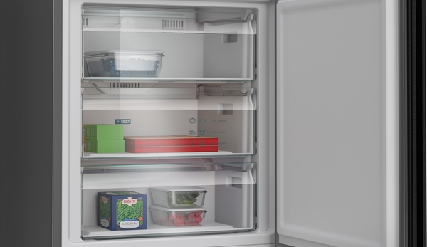 Siemens KG49NVXCG, frigorífico combinado de libre instalación, 203 x 70 cm, acero negro antihuellas, iQ300