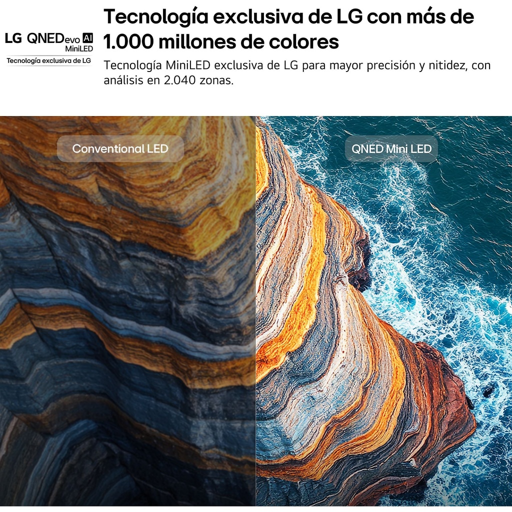 LG 43QNED72B6B, TV QNED Mini LED, UHD 4K, Procesador Inteligente α7 AI Processor 4K Gen9, Tecnologia Nano, Smart TV Web OS