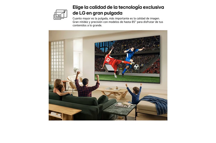 LG 85QNED70B6A, TV QNED Mini LED, UHD 4K, Procesador Inteligente α7 AI Processor 4K Gen9, Tecnologia Nano, Smart TV Web OS