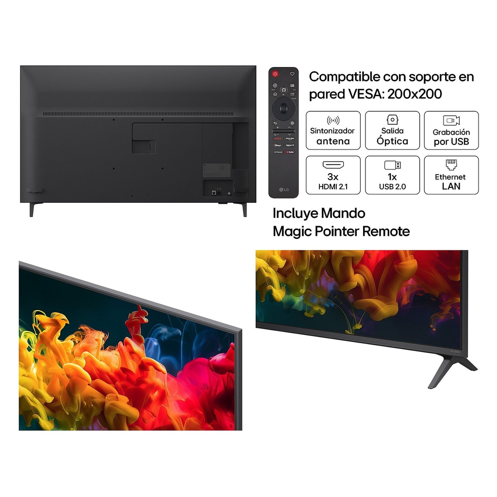 LG 43QNED81B6C, TV QNED Mini LED, UHD 4K, Procesador Inteligente α7 AI Processor 4K Gen9, Tecnologia Nano, Smart TV Web OS, Tecnologia EVO