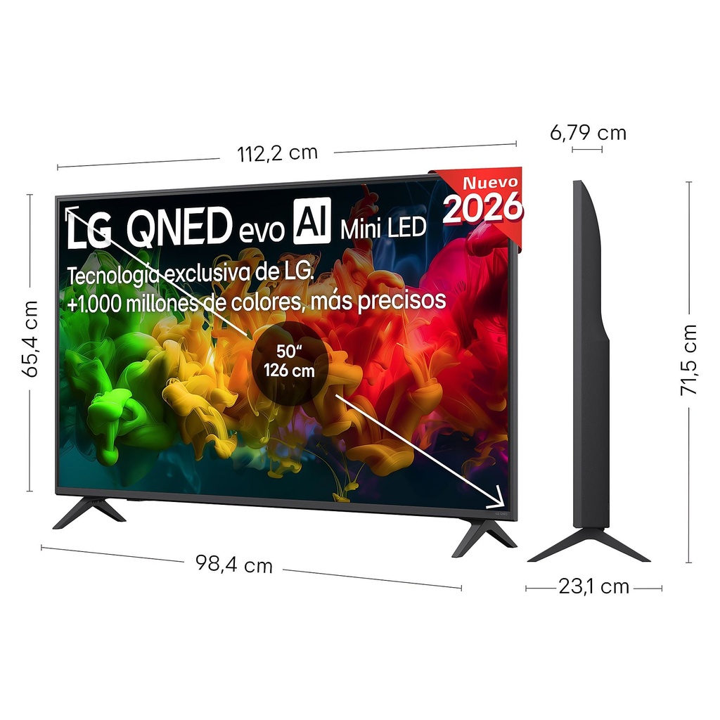 LG 50QNED81B6C, TV QNED Mini LED, UHD 4K, Procesador Inteligente α7 AI Processor 4K Gen9, Tecnologia Nano, Smart TV Web OS, Tecnologia EVO