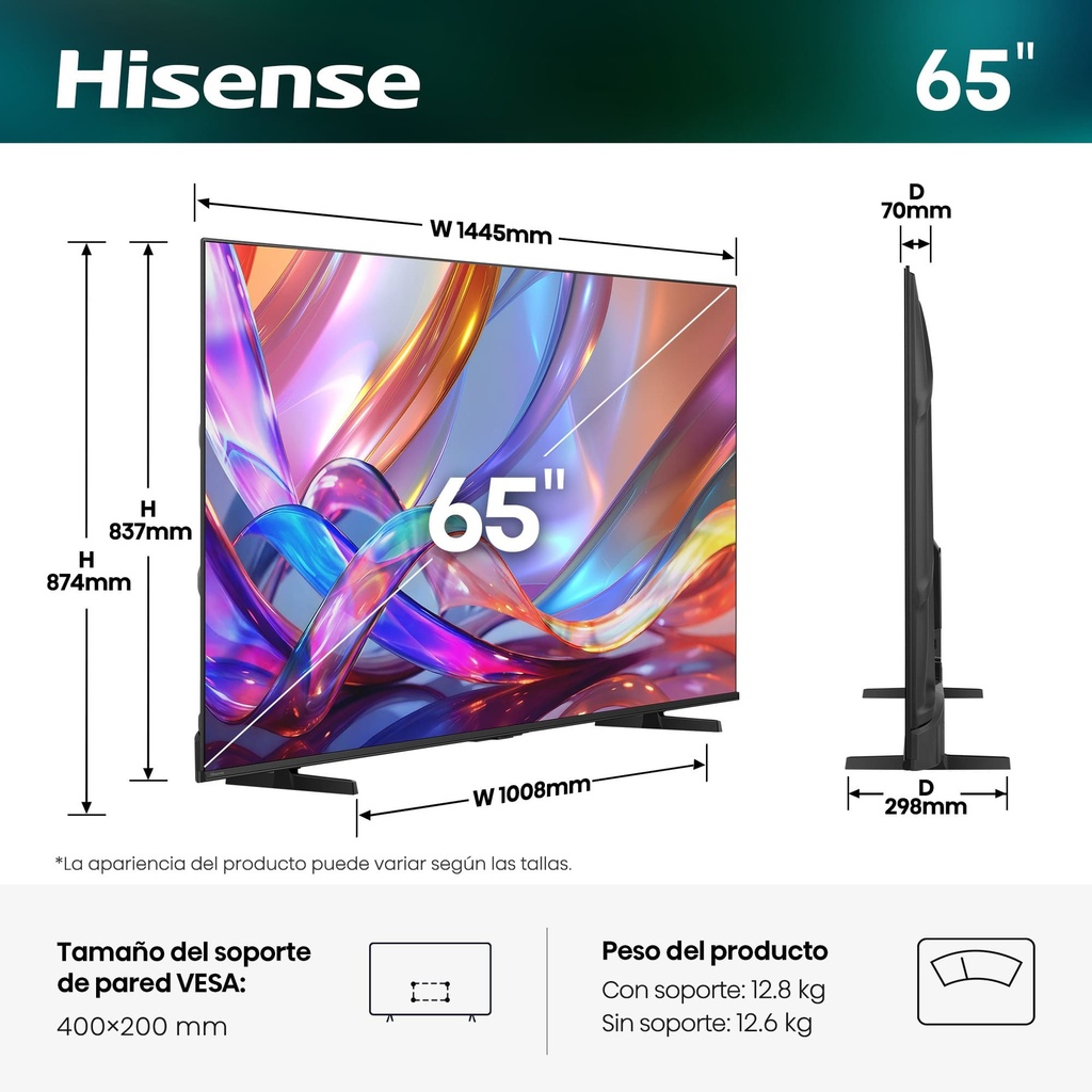 HISENSE E7 QLED TV 65S7S, 4K, Hi-QLED Color