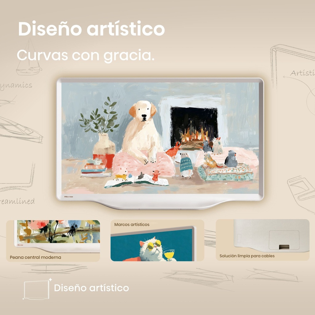 HISENSE Deco TV 32S5Q, QLED Quantum Dot colour 32″ Pulgadas, Peana central con estilo
