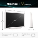 HISENSE Deco TV 32S5Q, QLED Quantum Dot colour 32″ Pulgadas, Peana central con estilo