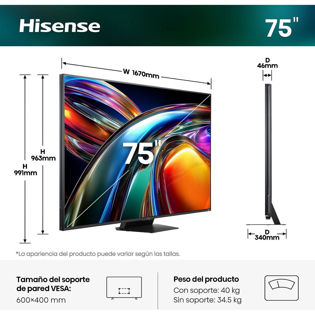 Hisense RGB Mini LED TV 75UR9S, UHD 4K, Quad Core / MT9655, Hi-View AI Engine RGB