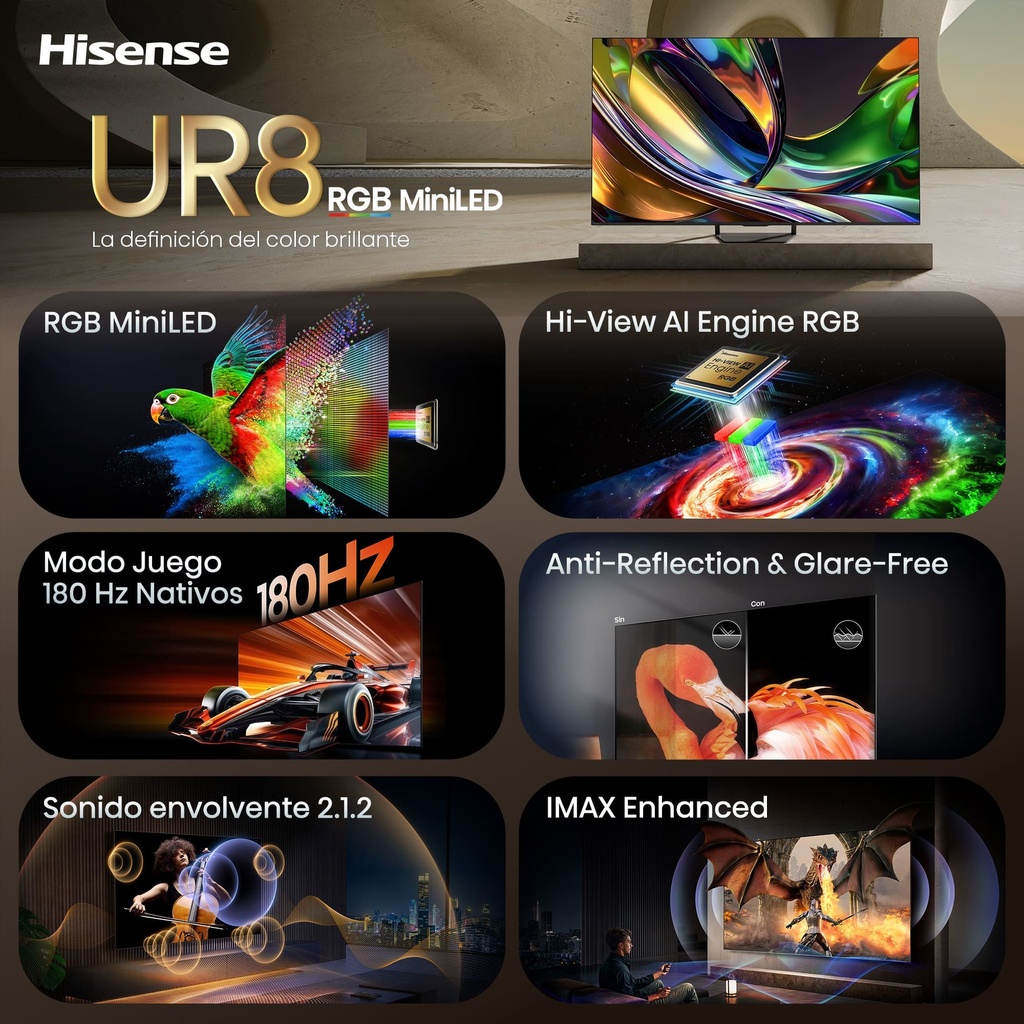 HISENSE RGB MiniLED TV 75UR8S, Ultra HD, Quad Core/MT9655, Hi-View AI Engine RGB