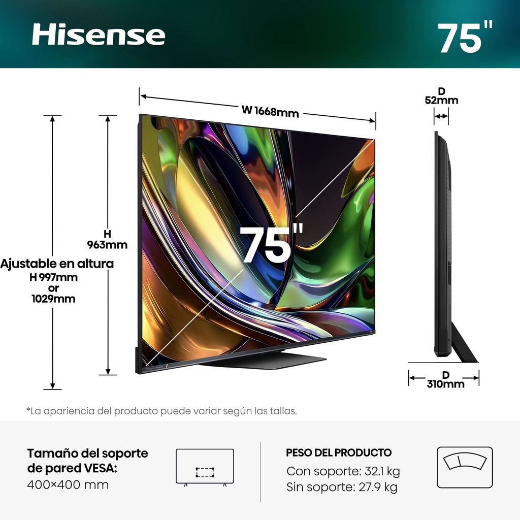 HISENSE RGB MiniLED TV 75UR8S, Ultra HD, Quad Core/MT9655, Hi-View AI Engine RGB