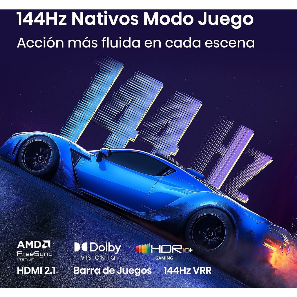 Hisense QLED 4K TV 55E7S PRO, Quad Core/MT9618, 144Hz Nativos, Smooth Motion IA, HDR10+Gaming