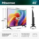 Hisense HD TV 40A4S, Natural Colour Enhancer, Dolby Audio, Modo Juego, Smart Home Ready
