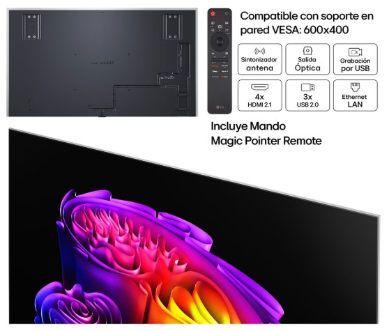 LG OLED77G64LW, TV OLED 65", 4K, 120Hz, procesador 4K IA α11 Gen3, Smart TV