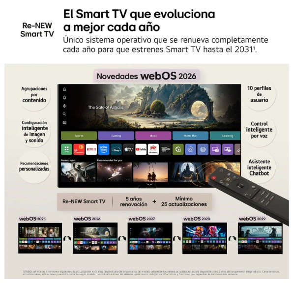 LG OLED77G64LW, TV OLED 65", 4K, 120Hz, procesador 4K IA α11 Gen3, Smart TV