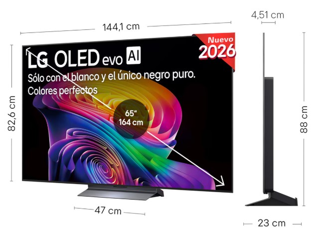 LG OLED65C64LA, TV OLED 65", 4K, procesador 4K AI α11 Gen3, Smart TV Web OS