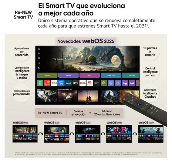 LG OLED48C64LA, TV OLED 48", 4K, procesador 4K AI α11 Gen3, Smart TV Web OS