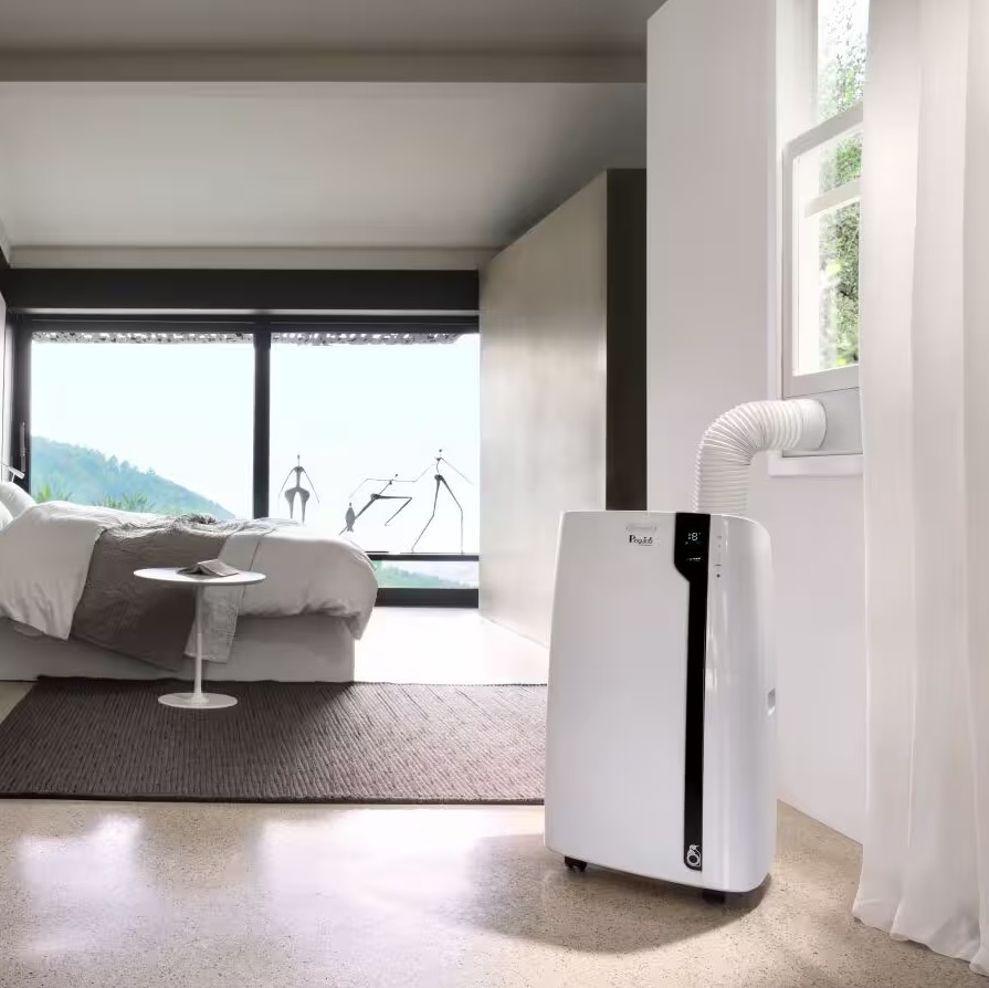 DeLonghi Pinguino PACEX100SILENT, aire acondicionado portátil, panel de control LED, solo ventilador y de deshumidificación, 32l en 24h, Clase A++