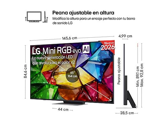 LG 65MRGB87B6B, TV RGB MINI LED, procesador a8 AI 4K Gen3, SMART TV Web OS