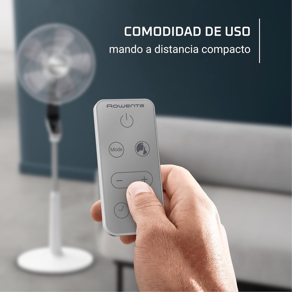 Rowenta VU5690F0, ventilador de pie, Turbo Silence Extreme, 14 velocidades, mando a distancia, oscilación automática, 32 dB