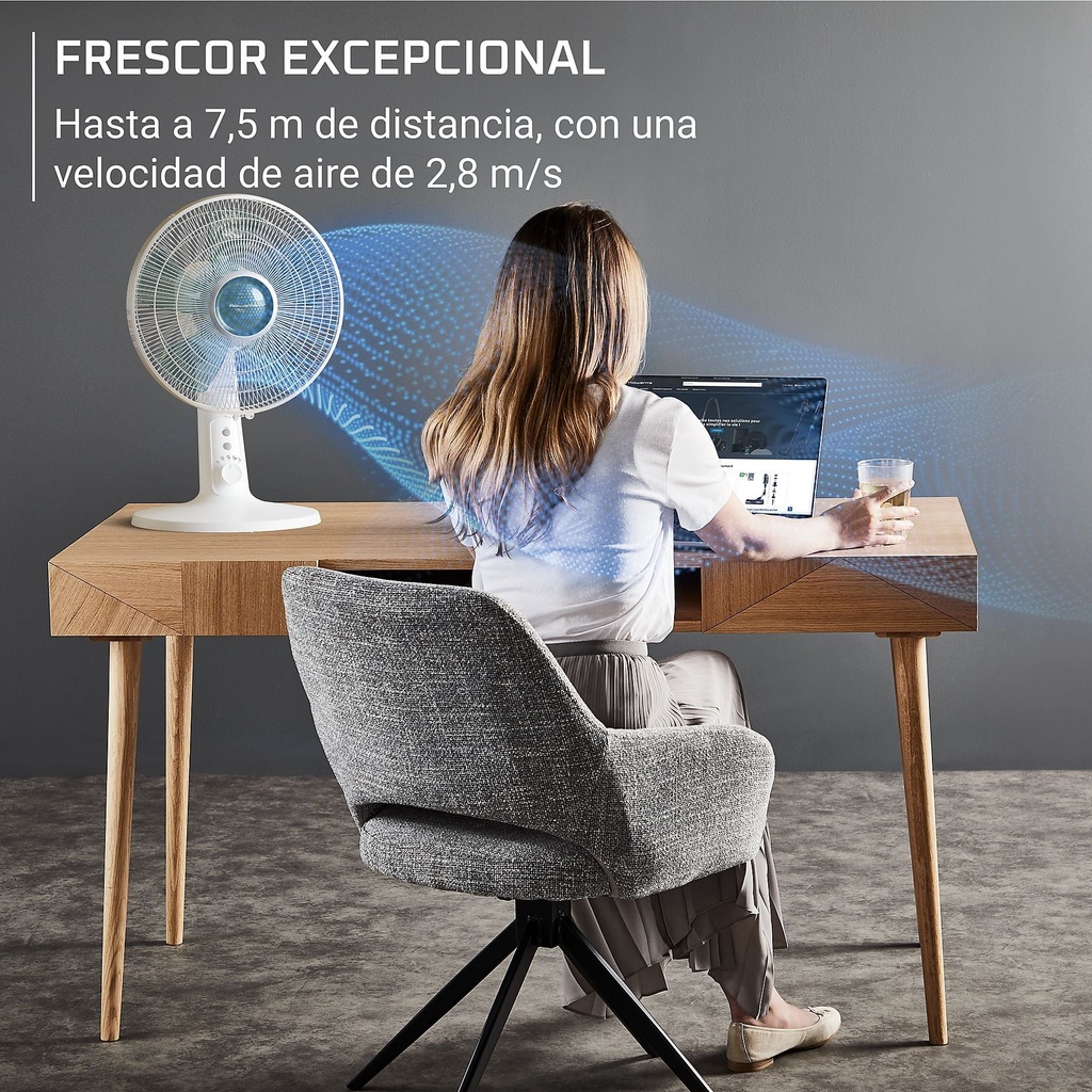 Rowenta VU2740F0, ventilador de mesa, Turbo Silence Extreme, oscilación automática horizontal, 4 velocidades, 32 dB