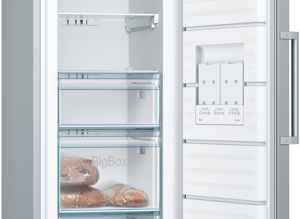 Bosch GSN33VLEP, Congelador , 1 puertas, No Frost, 176 x 60 cm, Inox, Serie 4