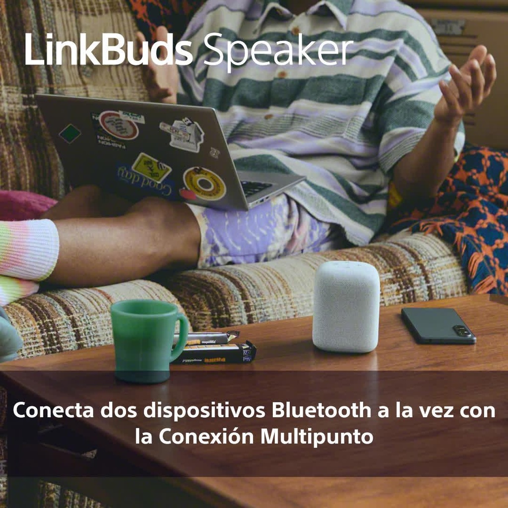 Altavoz inálambrico Linkbuds Speaker, SRSLS1,  Gran calidad, pequeño e inteligente, Bluetooth, Auto play, Resistente a salpicaduras, Base de carga, Batería hasta 25h