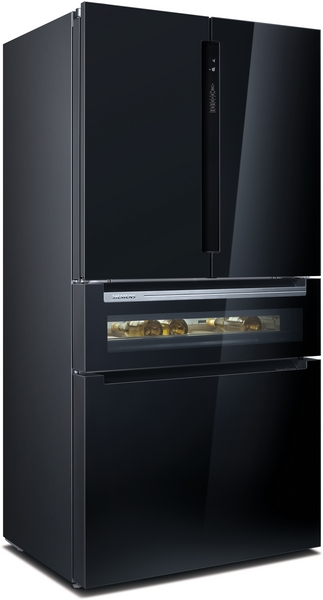 Siemens KF96RSBEA, frigorífico americano no frost, 572 l, 183 cm, cajón hyperfresh, supercongelación y refrigeración, negro, iQ700, clase E