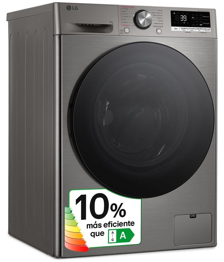 LG F4WR7009AGS, lavadora carga frontal, 9kg, 1400rpm, inox, clase A -10%