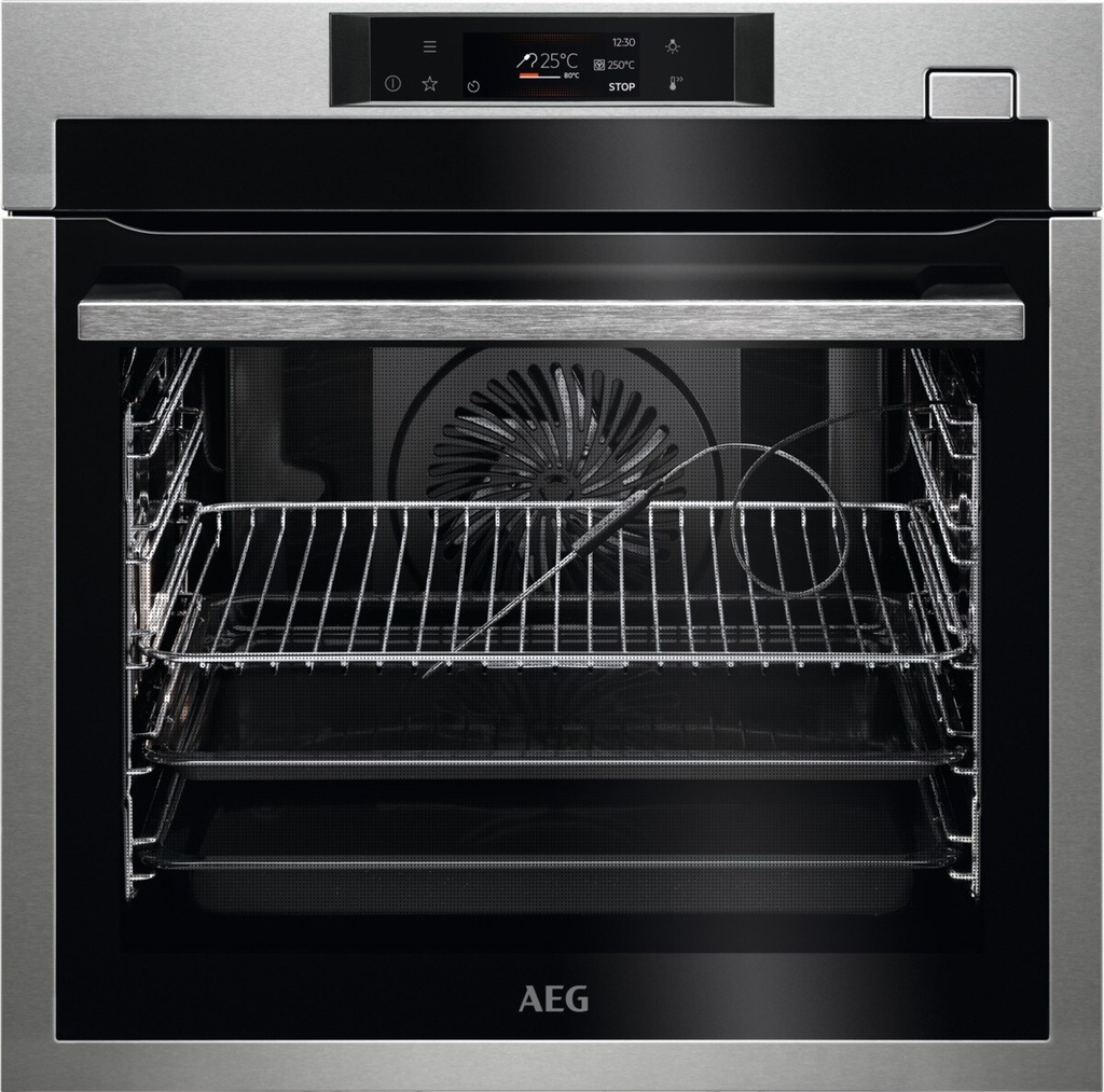 AEG BSE782380M, horno a vapor, serie 8000, SteamBoost, limpieza a vapor, 20 funciones, inox, clase A++