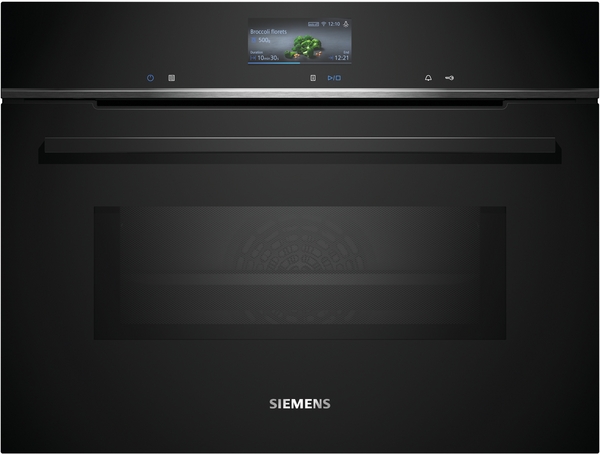 Siemens CM776GKB1, horno compacto con microondas, pirolítico, display TFT  touch Plus, iQ700