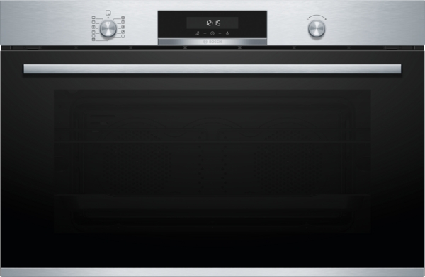 Bosch VBD5780S0, Horno multifunción pirolítico 90 cm, cristal negro y acero inox, serie 6
