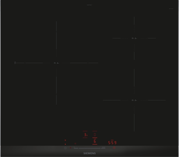 Siemens EH677HCC1E, Placa de inducción, 60cm, fryingSensor, 3 zonas, negro