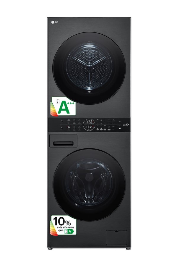 LG WT1210BBF, torre de lavado y secado, 2 en 1, Smart Pairing, TurboWash, 12/10kg, clase A/A+++