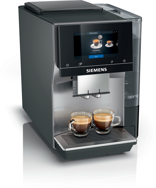 Siemens TP715R01, cafetera superautomática, EQ700 classic, negro y gris, depósito de agua extraíble