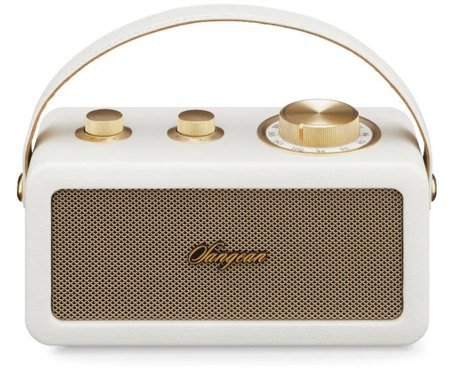 Sangean RA101, radio de gabinete, diseño retro de madera y piel sintética, Bluetooth 5.0