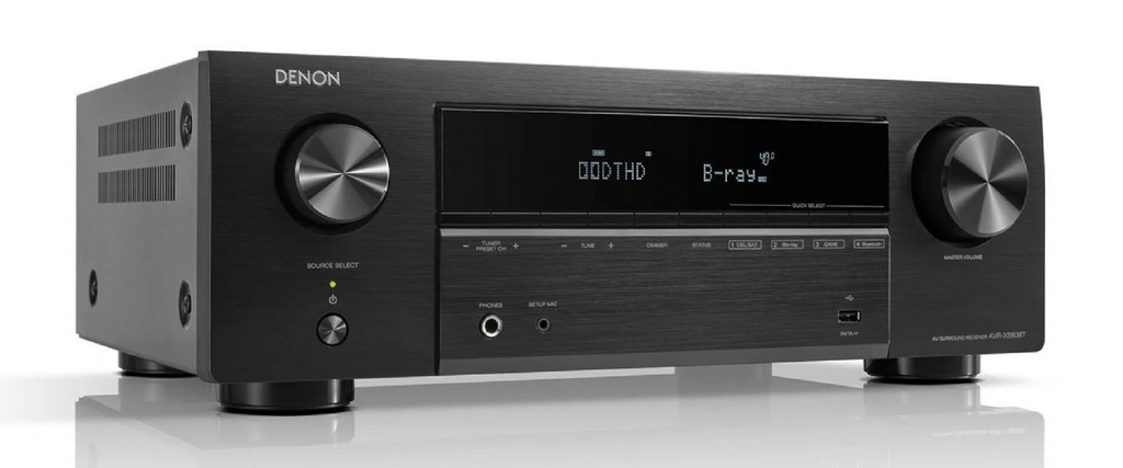 Denon Receptor AVRX580BT, 5.2 canales, 130W por canal, escalado a 8K y 4K, HDMI eARC, Reproductor USB, Bluetooth