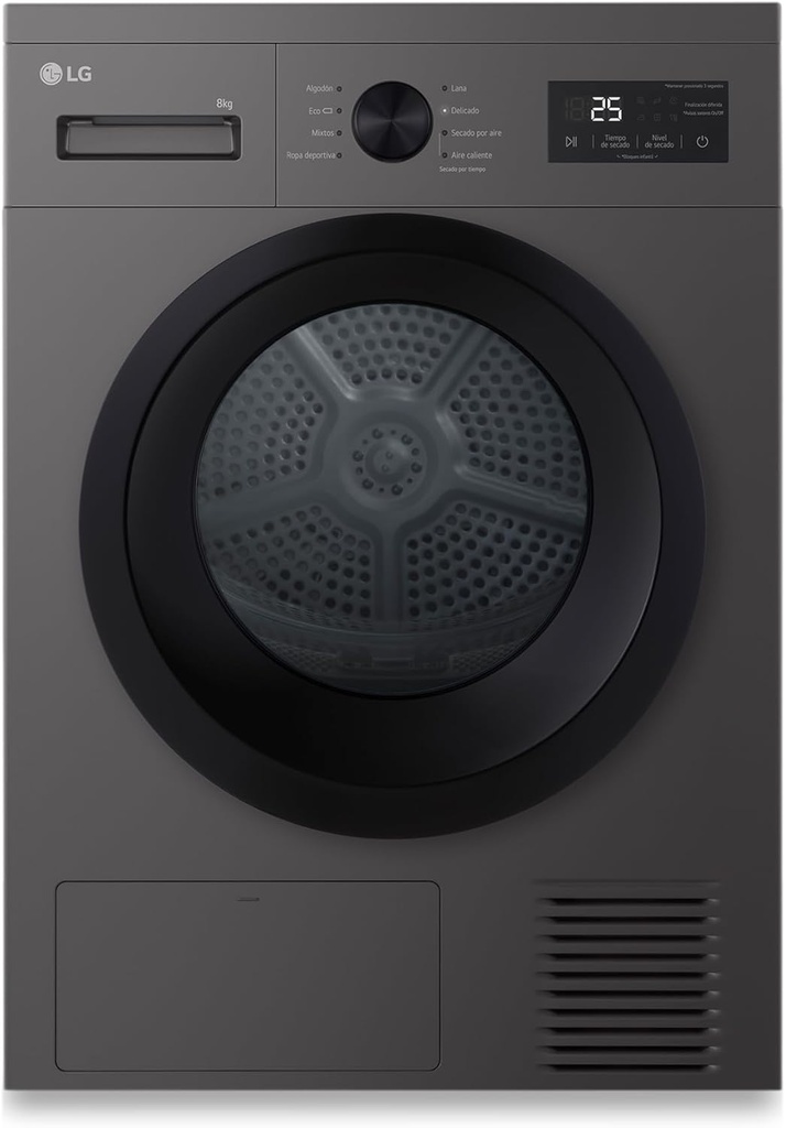 LG RHA1008NDK Secadora 8kg, D, con Bomba de calor , Negro grafito silver, Serie 100