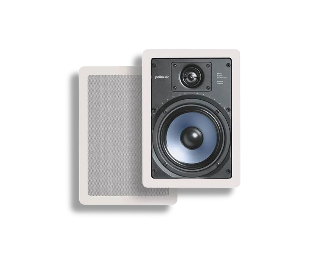 Polk RC-65i, Pareja de altavoces empotrables en techo, Cuadrados, Woofer de 16,5 cm, Tweeter cúpula blanda de 1,9 cm orientable