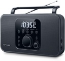 Muse M-091 R, Radio portátil FM/AM PLL, 20 presintonías para emisoras (10 FM + 10 MW), Pantalla LCD, Reloj con alarma, Despertador por radio o buzzer, Entrada auxiliar, Alimentación por corriente o pilas