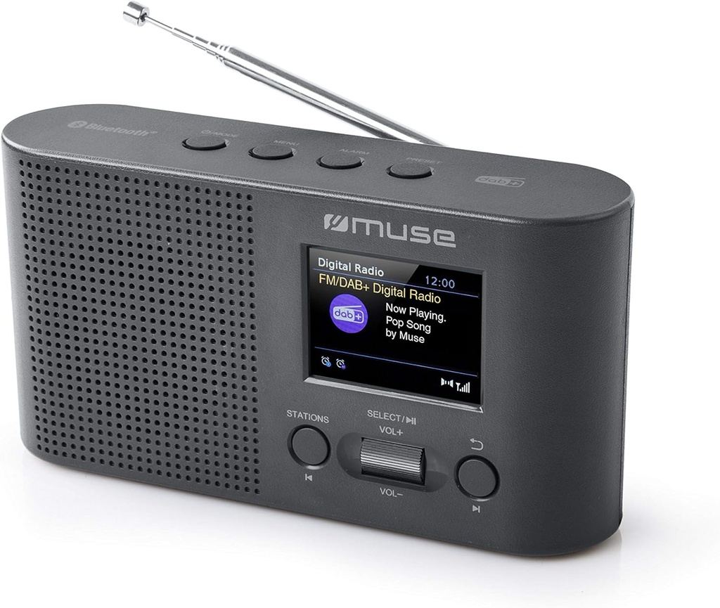 Muse M112 DBT, Radio portátil FM/DAB+, Bluetooth, 20 presintonías (10 FM + 10 DAB+)