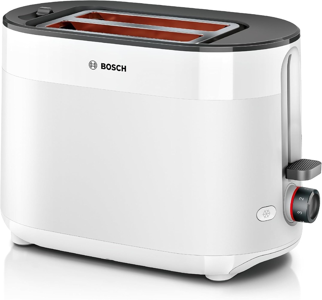 Bosch TAT2M121, Tostadora, MyMoment, 2 ranuras, Recalienta, Descongela, High-lift, Blanco