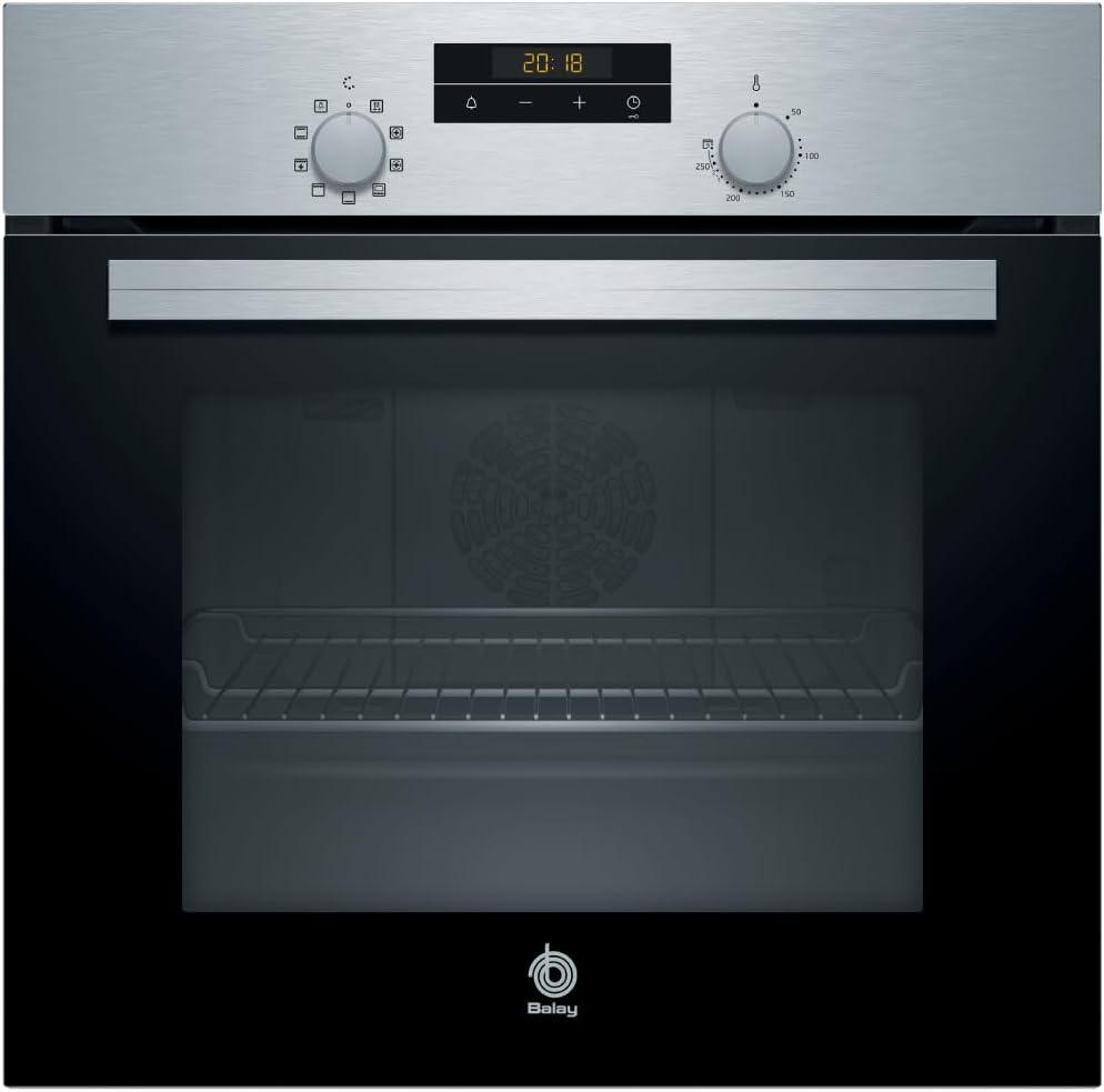 Balay 3HB2030X0, Horno Multifunción, 60 cm de ancho, Control Comfort, Precalentamiento Rápido, 7 funciones, Negro/Acero inoxidable