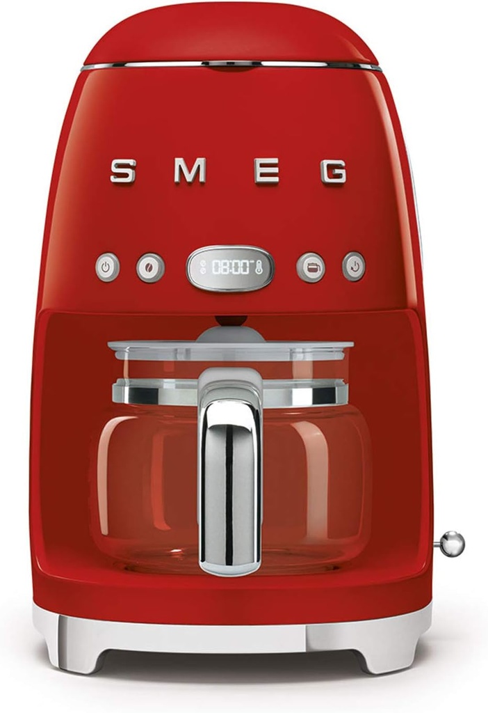 Smeg DCF02RDEU, Cafetera de Goteo Roja, Estética 50's Style , 1,4 L