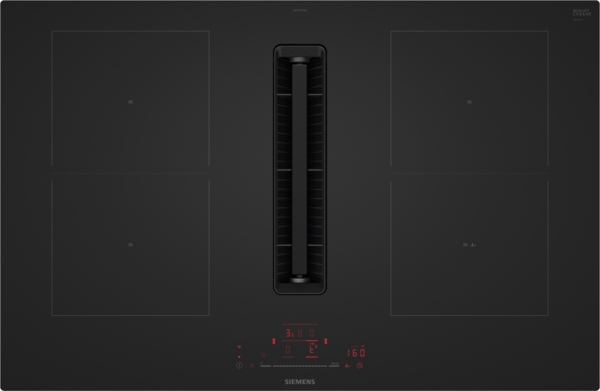 Siemens ED81AHQ26E, placa de inducción con extractor integrado, 80 cm, acabado negro mate, iQ500
