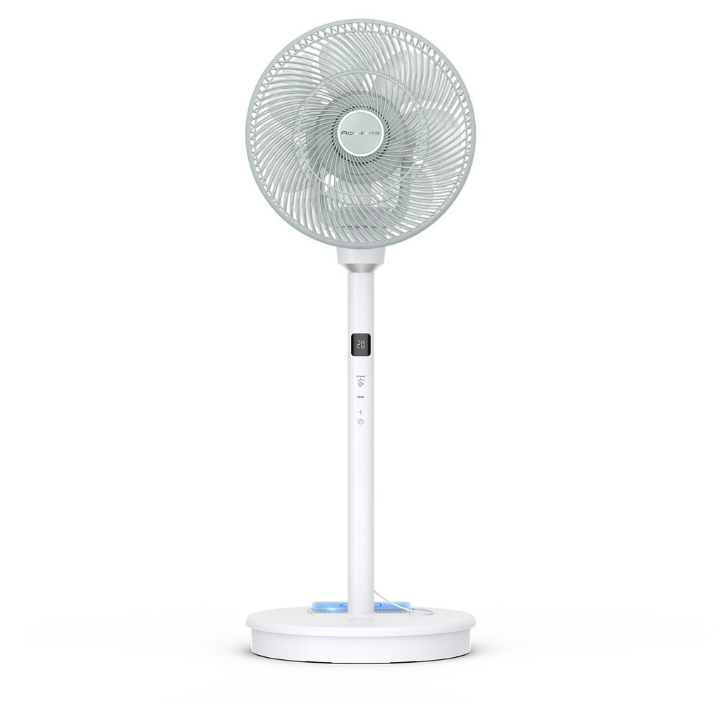 Rowenta QV5050F0, Ventilador de pie 3 en 1, Uso con o sin cable, Silencioso, 3 alturas, 20 velocidades
