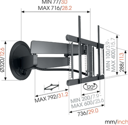 [TVM7675 SOPORTE GIRO MOTORIZADO] Vogels TVM7675, soporte Tv de giro motorizado, hasta 120°, de 40" a 77", hasta 35 kg, negro