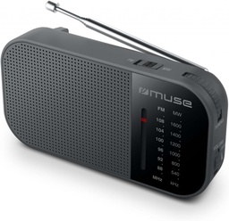 Muse M-025 R, Radio Portátil, 2 bandas AM/FM, Antena telescópica, Selector de banda, Altavoz incorporado, Toma de auriculares