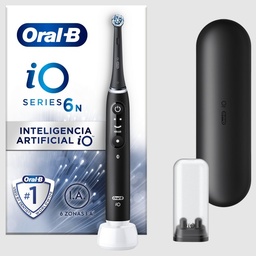 [iO 6 negro] Oral-B iO 6, cepillo eléctrico negro, Ultimate Clean, 2 recambios, 1 estuche de viaje