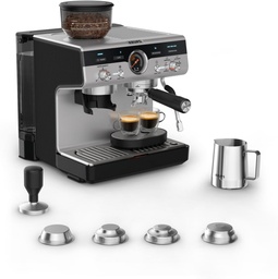 [XP801T10] Krups XP801T10, Cafetera profesional para espresso y capuccino, con molinillo integrado y 30 ajustes de molienda, ajustes de preinfusión y control de temperatura, Acero inoxidable/Negro
