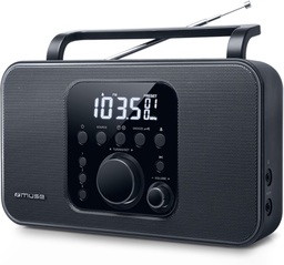 [M091R] Muse M-091 R, Radio portátil FM/AM PLL, 20 presintonías para emisoras (10 FM + 10 MW), Pantalla LCD, Reloj con alarma, Despertador por radio o buzzer, Entrada auxiliar, Alimentación por corriente o pilas